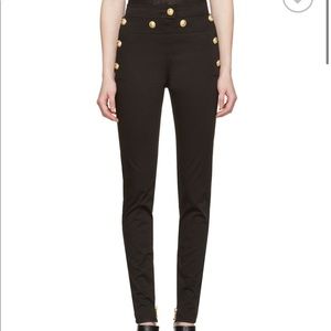 Balmain High Waist Gold Logo Buttons Pants